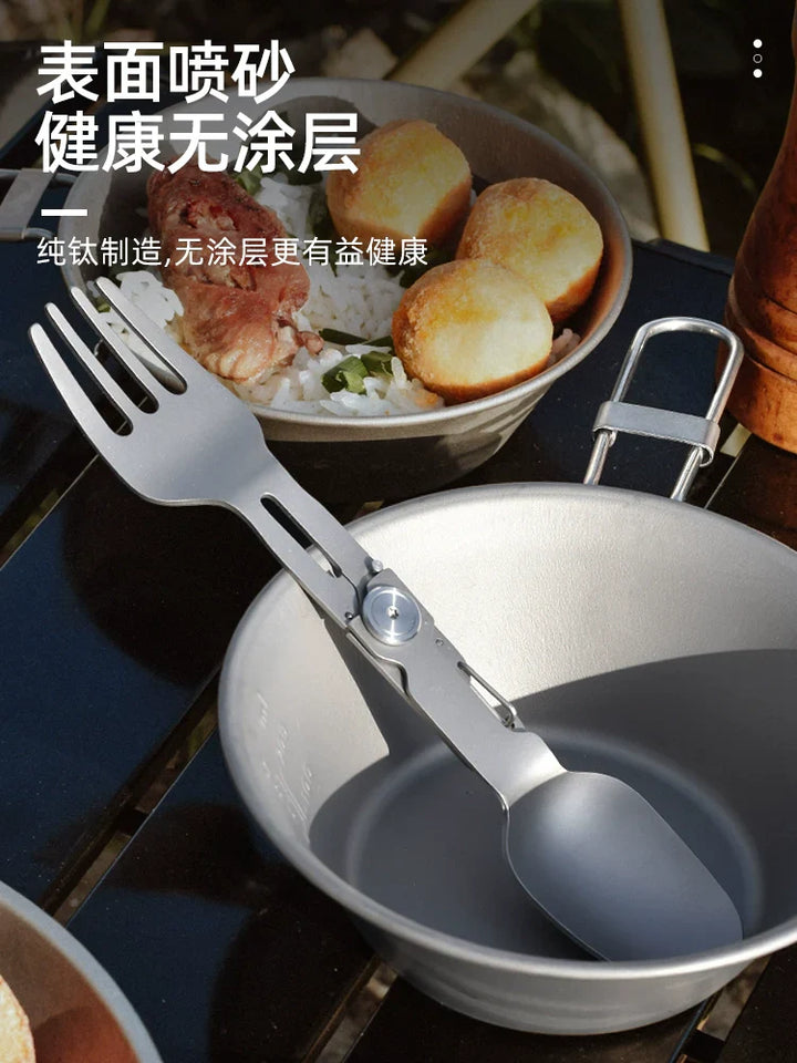 BowLift | Titanium Camping Cutlery Set - Foldable Spoon, Fork, Chopsticks & Bowl for Travel