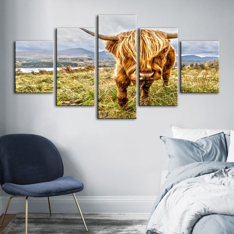 5 Piece Wild Cow - Canvas Wall Art Painting | Bowlift