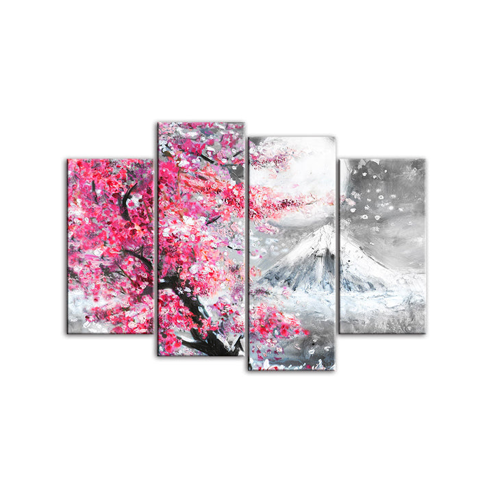Pink Floral Mountain - Canvas Wall Art Painting | Bowlift