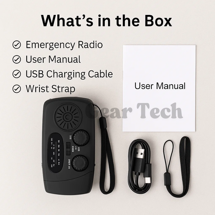 BowLift | Portable Wind-Up Radio | AM/FM, Weather Broadcasts & Built-In Power Bank for Emergency Preparedness