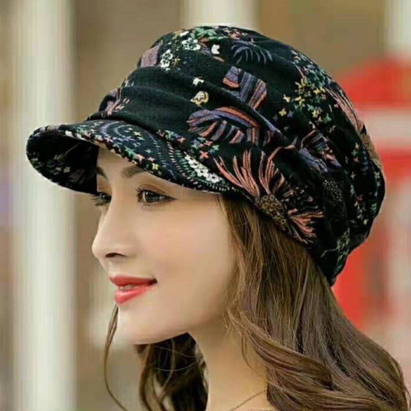 BowLift | Floral Pleated Short Brim Cap