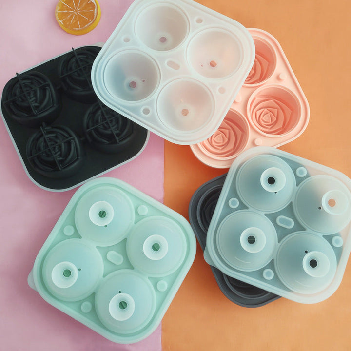 4-Compartment Large Rose Ice Cube Mold | Bowlift