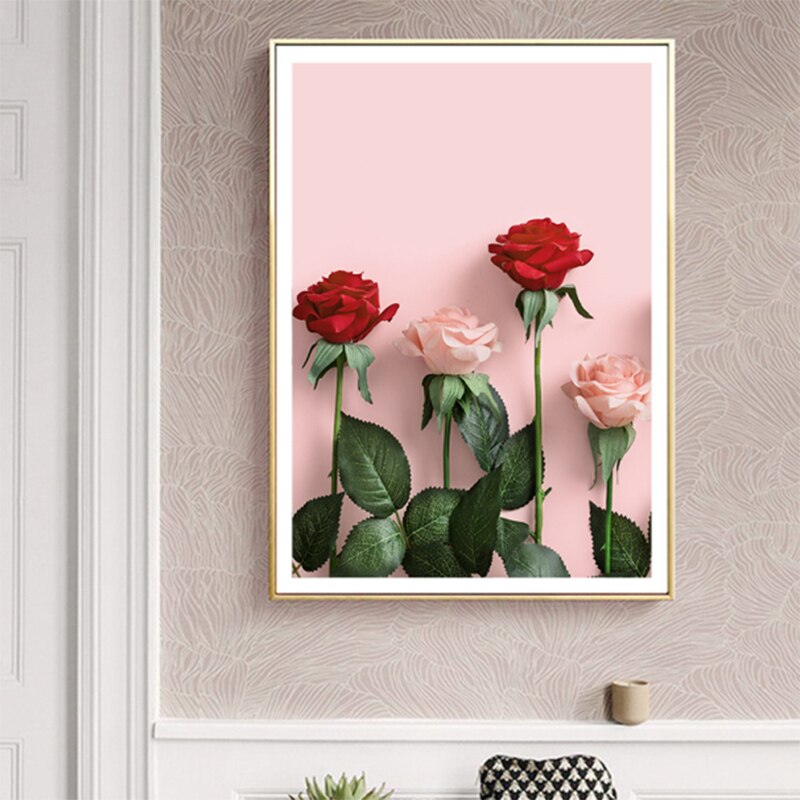 Modern Rose Floral Good Vibes Only - Canvas Wall Art Painting | Bowlift