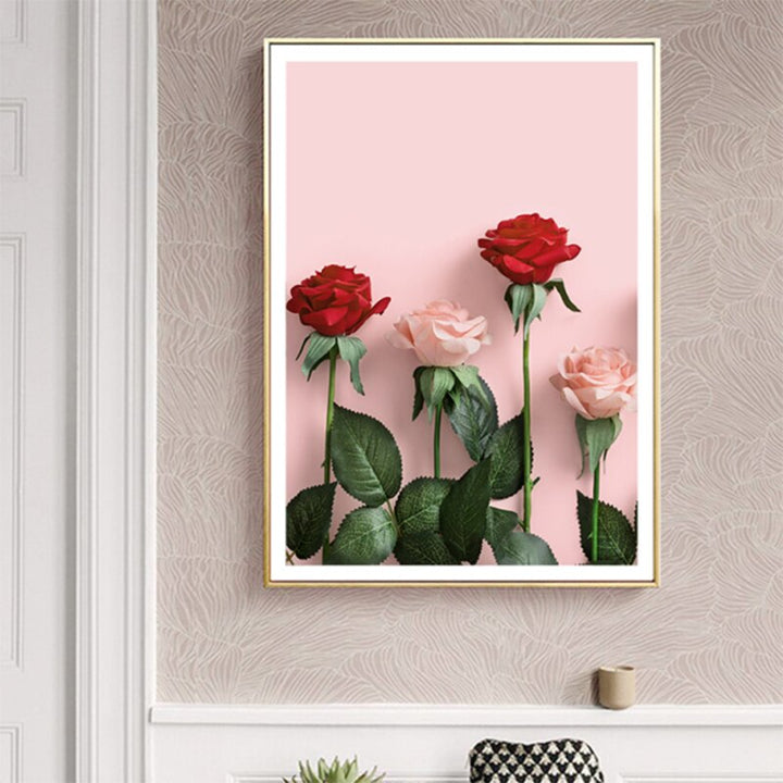 Modern Rose Floral Good Vibes Only - Canvas Wall Art Painting | Bowlift