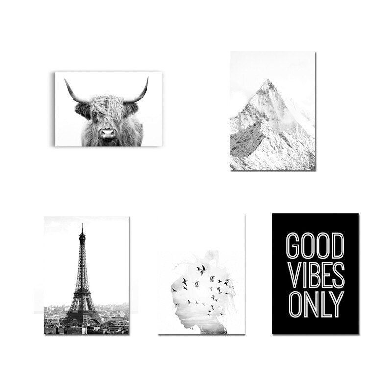 Black And White Highland Landscape - Canvas Wall Art Painting | Bowlift