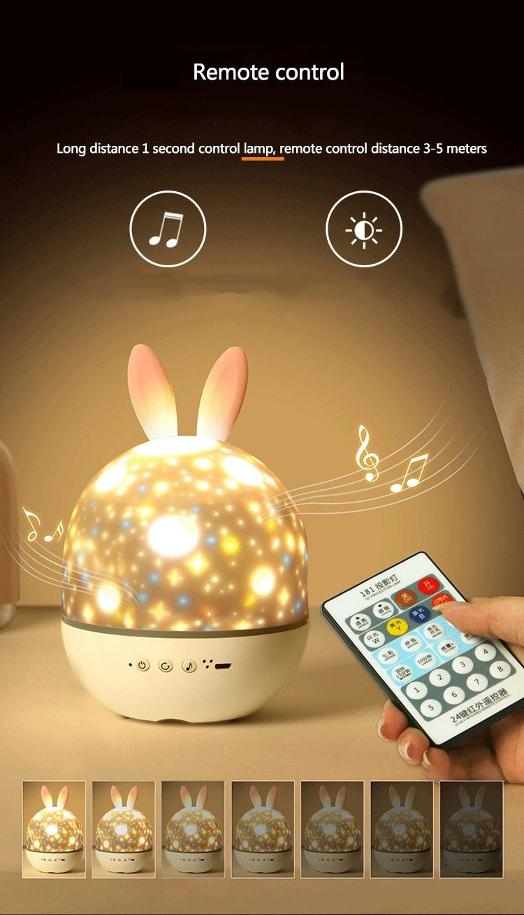 LED Universe Stars Bunny Projector Night Light | Bowlift