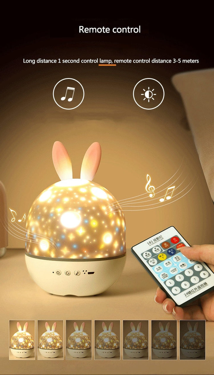 LED Universe Stars Bunny Projector Night Light | Bowlift