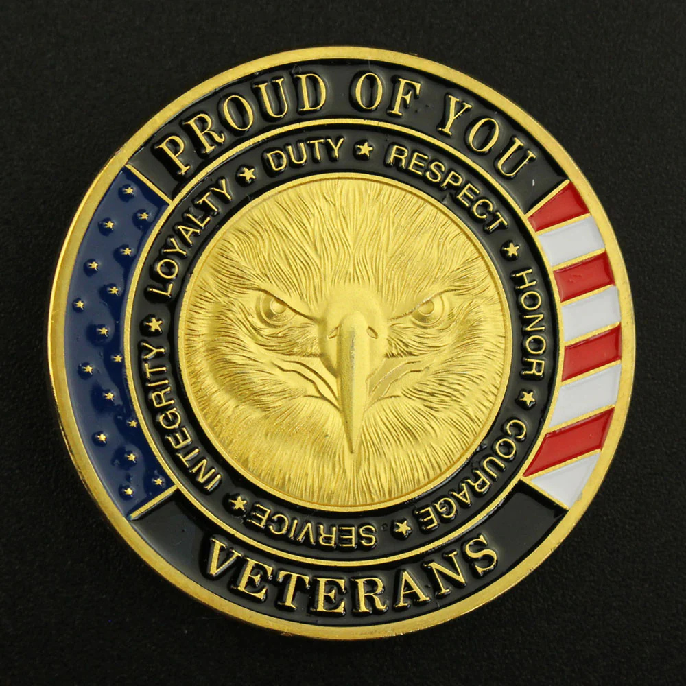 BowLift | Veterans Day Coin Set Gold Silver Plated Military Challenge Coins Gift