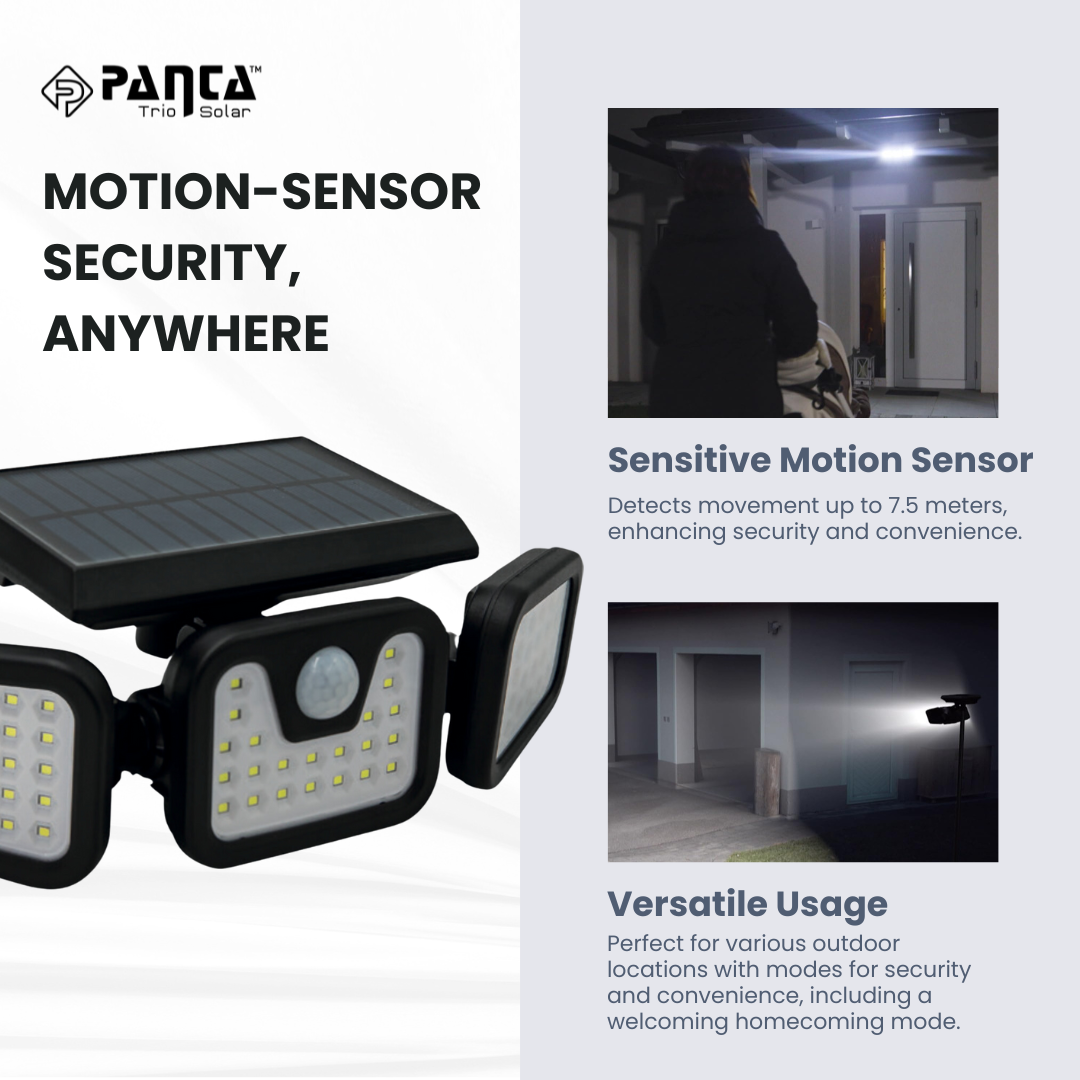 BowLift | Solar-Powered Outdoor Lights – Panta Trio with Motion Sensor for Garden & Security Lighting