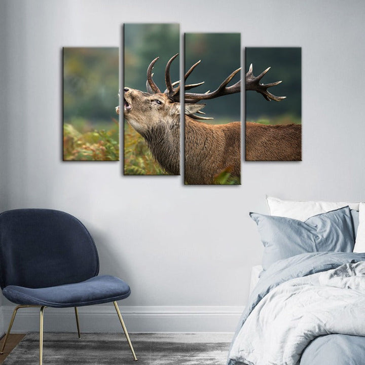 4 Piece Bleating Elk - Canvas Wall Art Painting | Bowlift