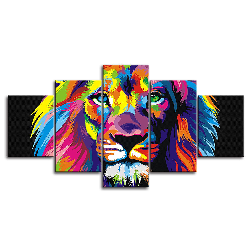 Colorful Lion - Canvas Wall Art Painting | Bowlift