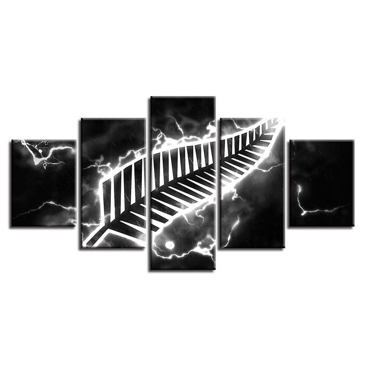Black Thunder Feather 5 Piece - Canvas Wall Art Painting | Bowlift