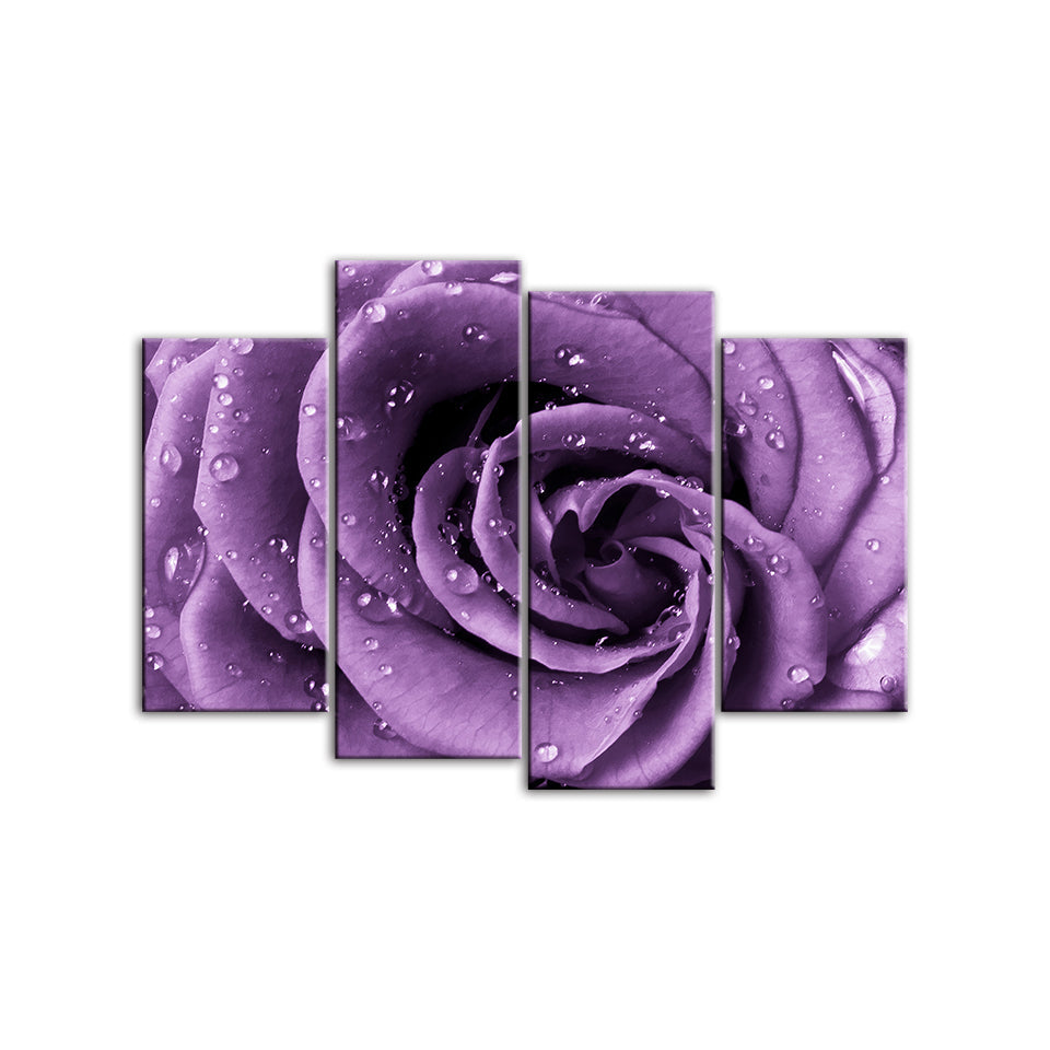 Purple Rose Droplets - Canvas Wall Art Painting | Bowlift