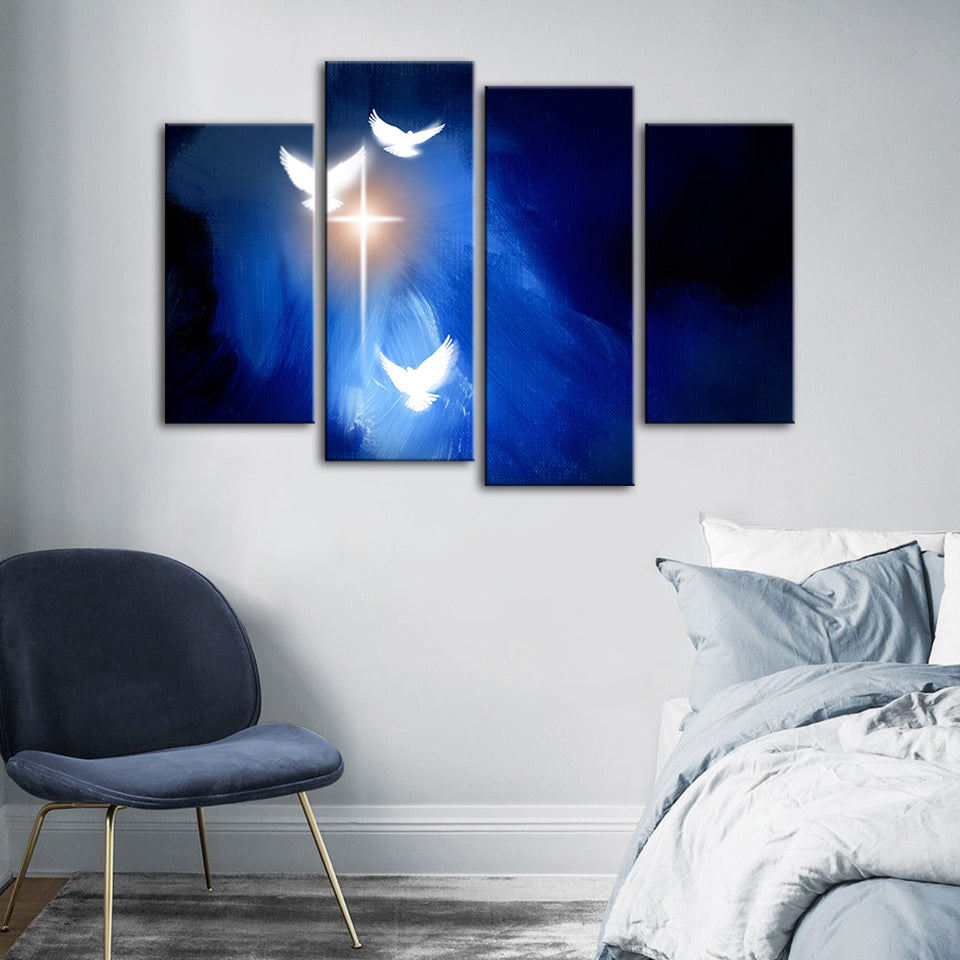 Shining Doves 4 Piece - Canvas Wall Art Painting | Bowlift