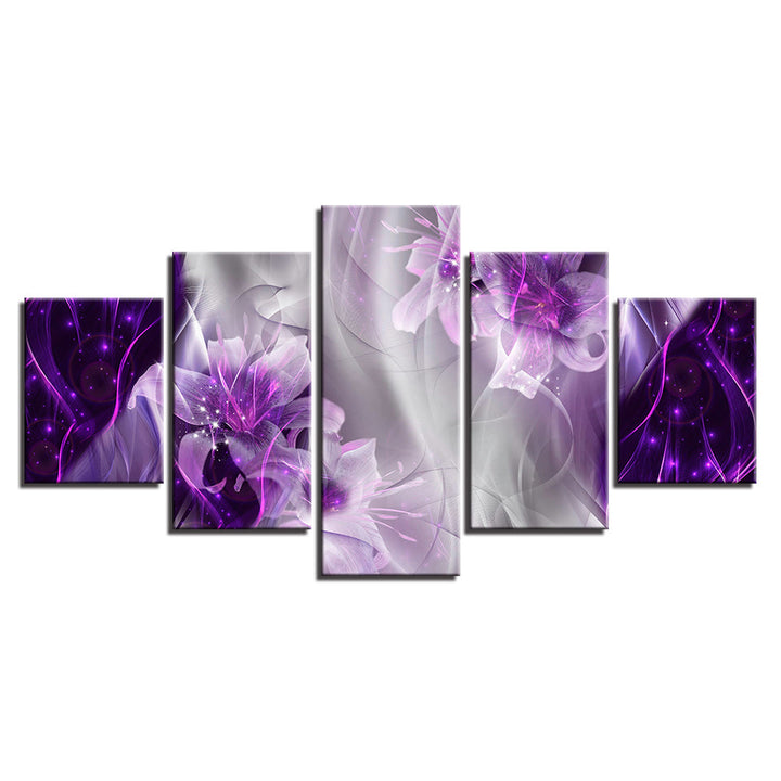 Fantasy Purple Lilies 5 Piece - Canvas Wall Art Painting | Bowlift