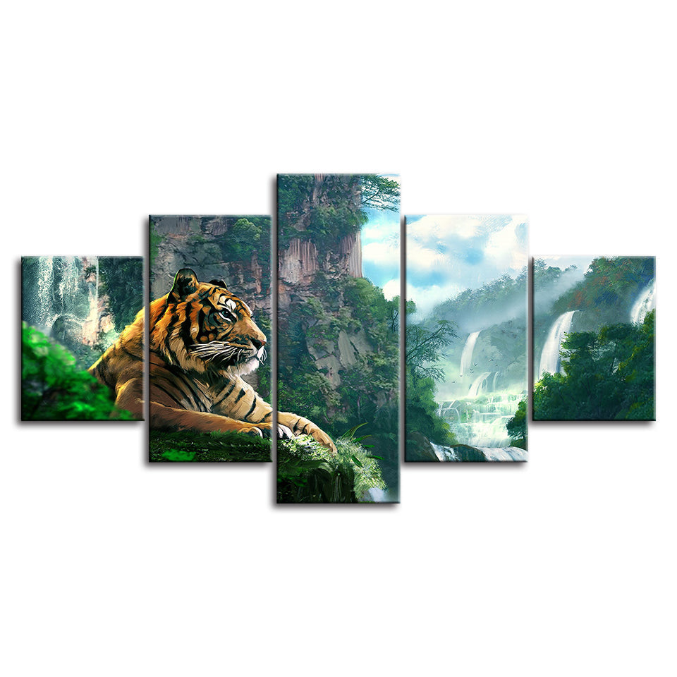 Perched Tiger - Canvas Wall Art Painting | Bowlift