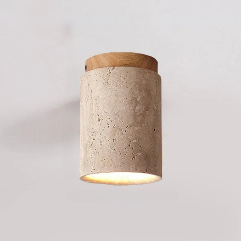 ÉclatPierre - Elegant Travertine Recessed LED Lamp Bowlift