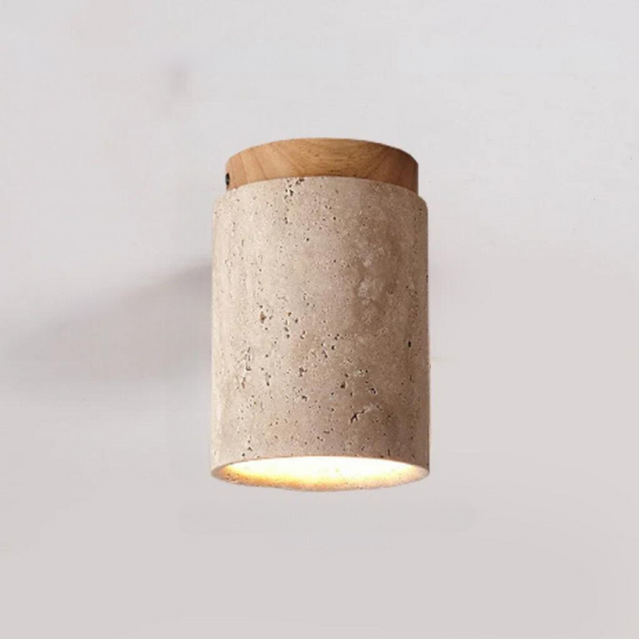 ÉclatPierre - Elegant Travertine Recessed LED Lamp Bowlift