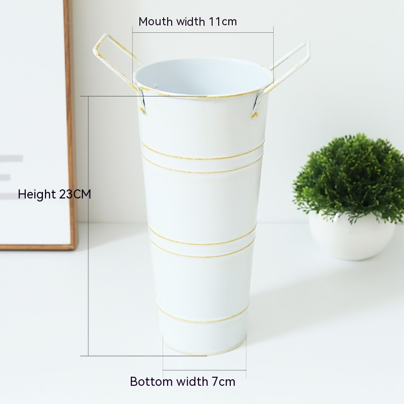 BowLift | Retro Iron Flower Bucket with Handles – Decorative Metal Flower Pot for Home