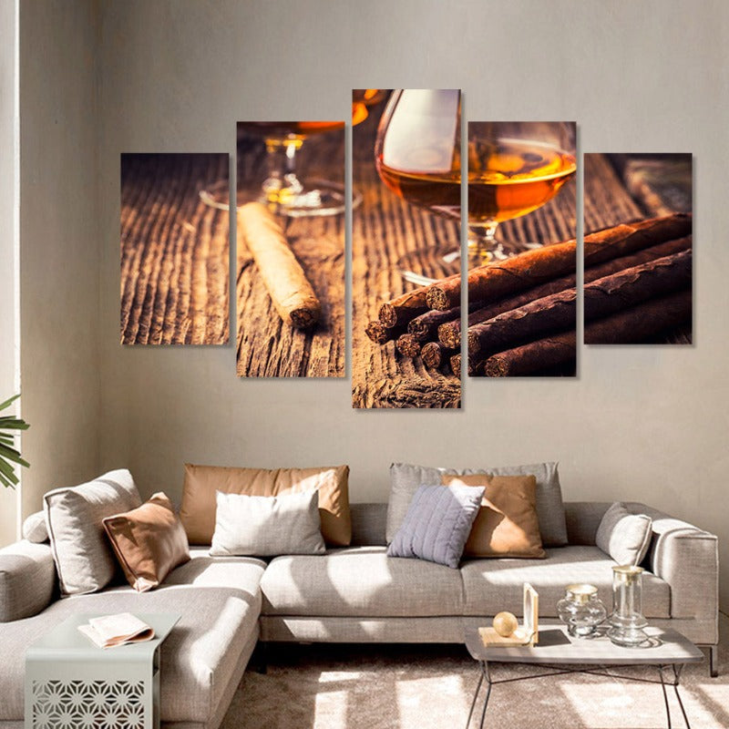 5 Piece Beautiful Brown Abstract - Canvas Wall Art Painting | Bowlift