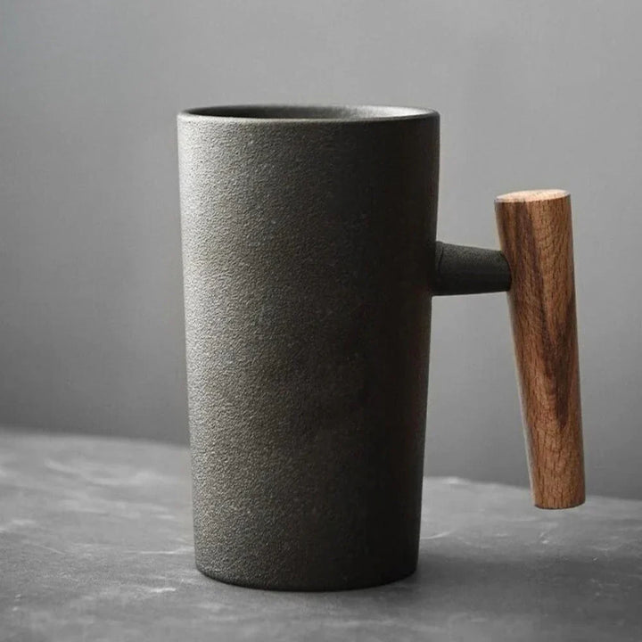 BowLift | Nordic Design Mug – Minimalist Ceramic Mug with Wooden Handle