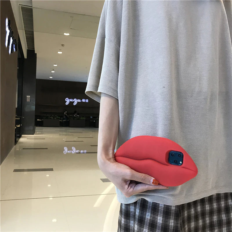 BowLift | 3D Big Red Lip Mouth Kiss Soft Silicone Shoulder Iphone Cases