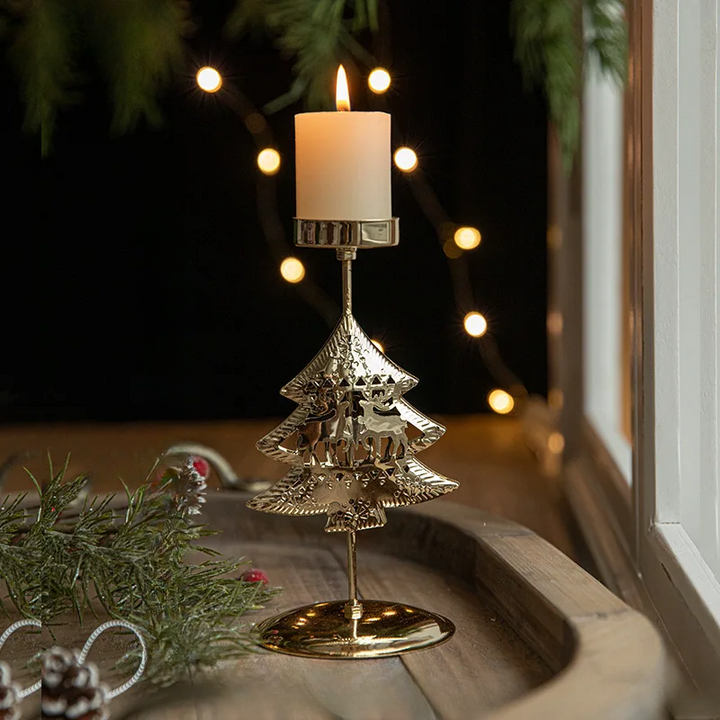 Christmas Candle Holders - Star and Christmas Tree Design for Festive Decoration | Bowlift