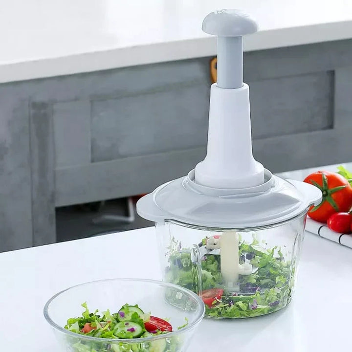Manual Food Chopper, 1500ML Speedy With 4 Curved Stainless Steel Blades Bowlift