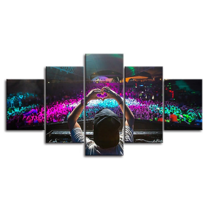 5 Piece Crowded DJ Concert - Canvas Wall Art Painting | Bowlift