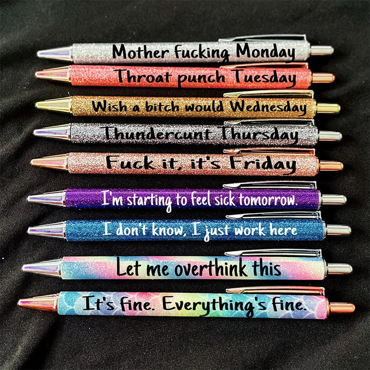 9 Pieces Funny Glitter Ballpoint Pens Bowlift
