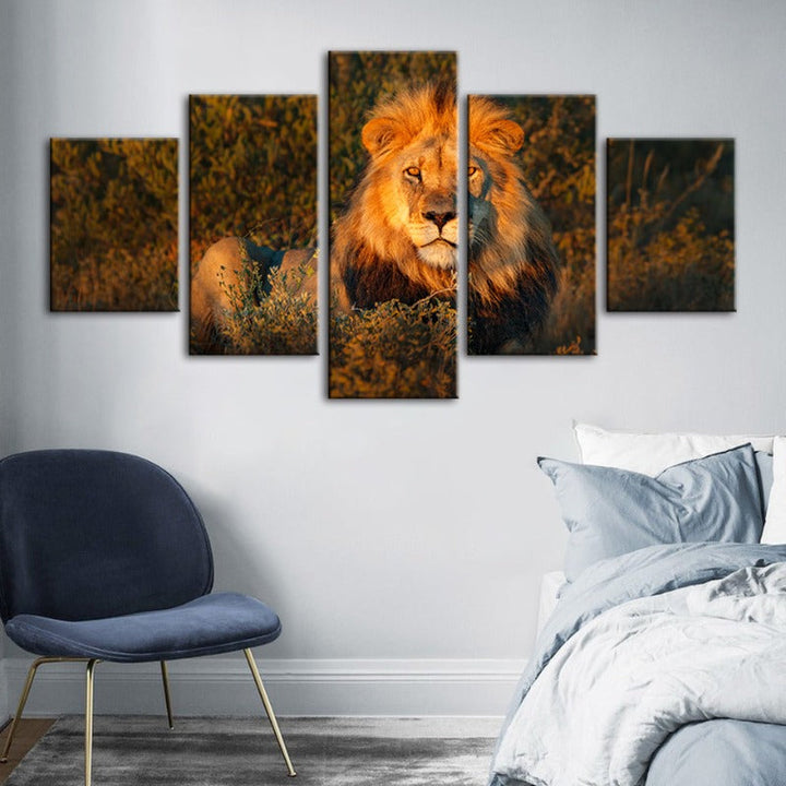 5 Piece Divine Sunset Lion - Canvas Wall Art Painting | Bowlift