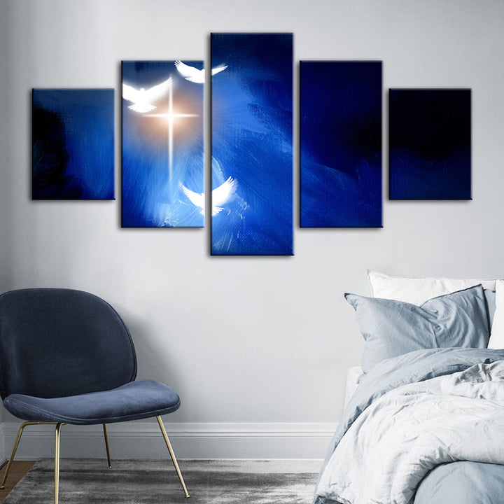 Shining Doves 5 Piece - Canvas Wall Art Painting | Bowlift