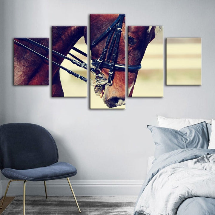 5 Piece Graceful Haltered Horse - Canvas Wall Art Painting | Bowlift