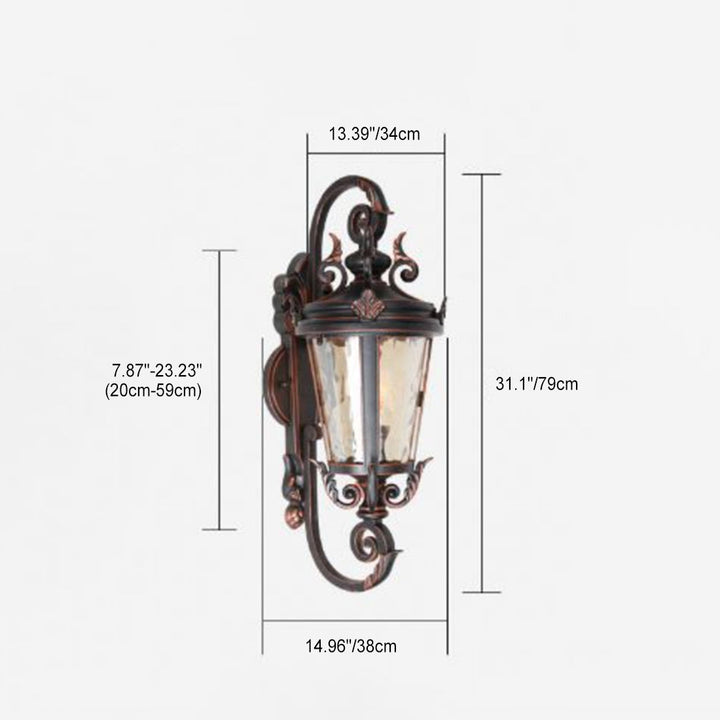 Traditional European Waterproof Aluminum Glass Cylinder 1-Light Wall Sconce Lamp For Outdoor Patio | Bowlift