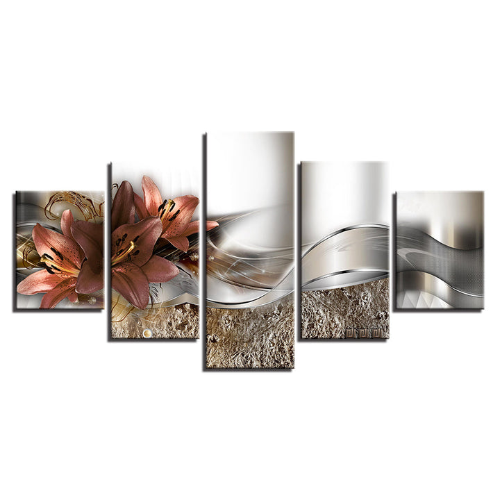 Timeless Peach Lilies 5 Piece - Canvas Wall Art Painting | Bowlift