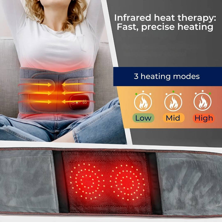 ThermaRelief Heated Belt for Back Pain | Red Light Therapy - Adjustable Belt - Relieves Back Pain - Relieves Muscle Tension - Improves Circulation Bowlift
