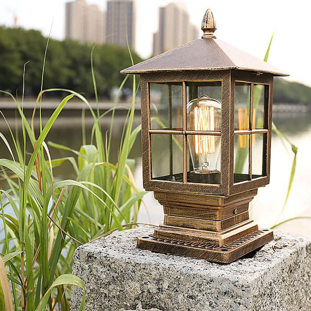 European Outdoor Column Lantern Waterproof  Rustproof 1-Light Patio Light | Bowlift