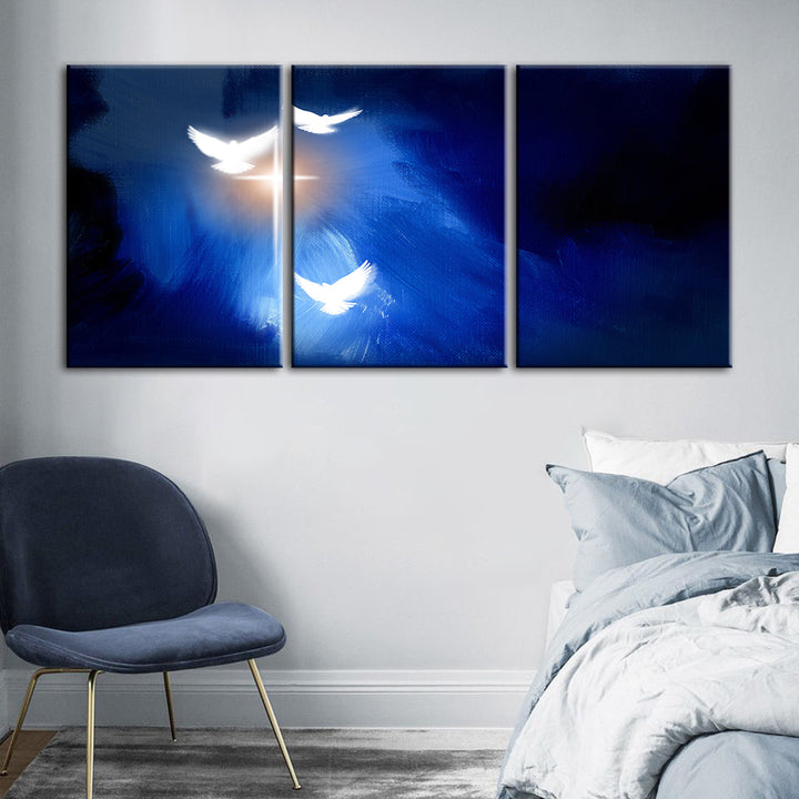 Shining Doves 3 Piece - Canvas Wall Art Painting | Bowlift