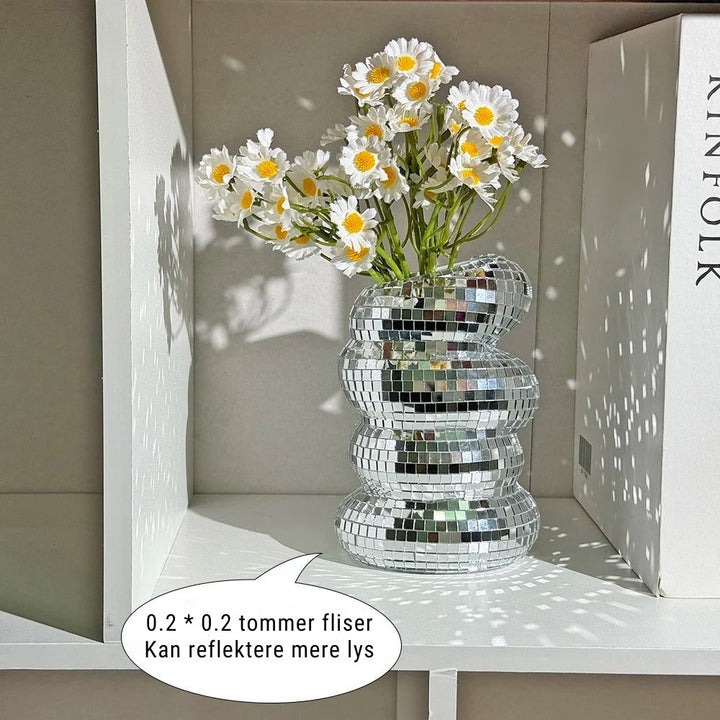 Mirror-clad disco vase with retro charm and modern flair Bowlift