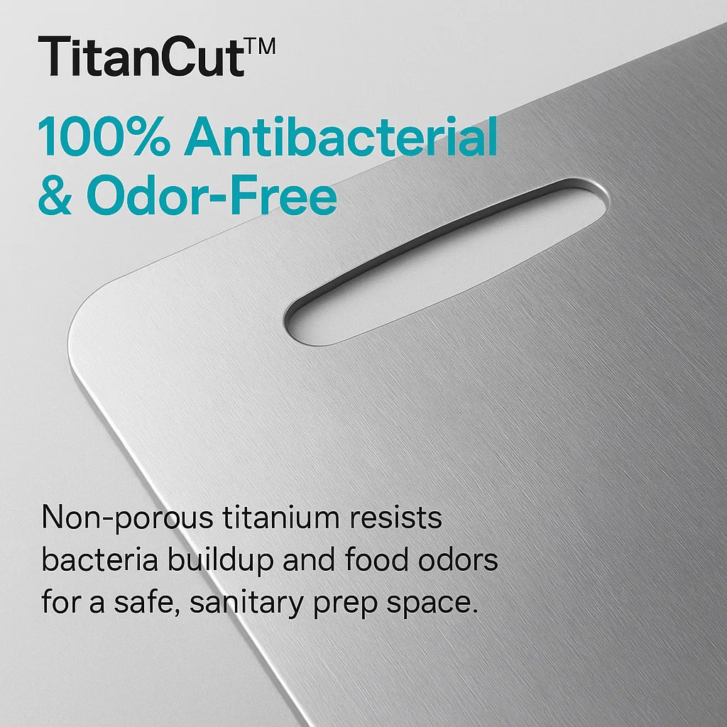 BowLift | Medical Grade Titanium Cutting Board | Durable, Non-porous Surface for Safe Food Preparation & Kitchen Use