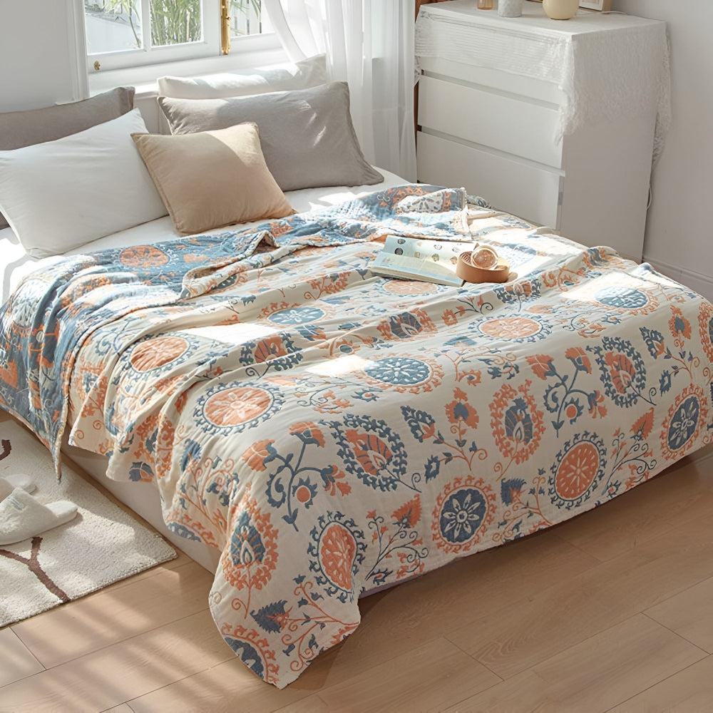 BowLift | Rustic Floral Cotton Reversible Blanket
