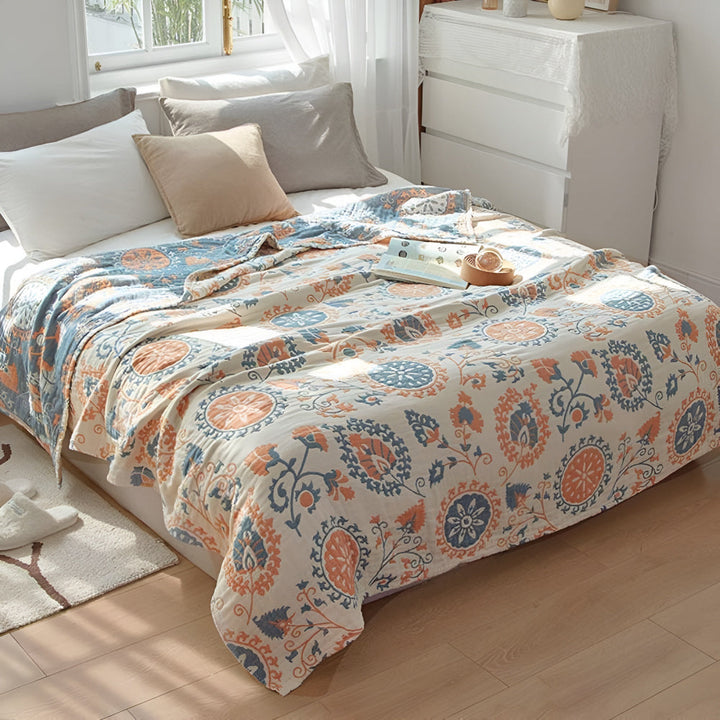 BowLift | Rustic Floral Cotton Reversible Blanket