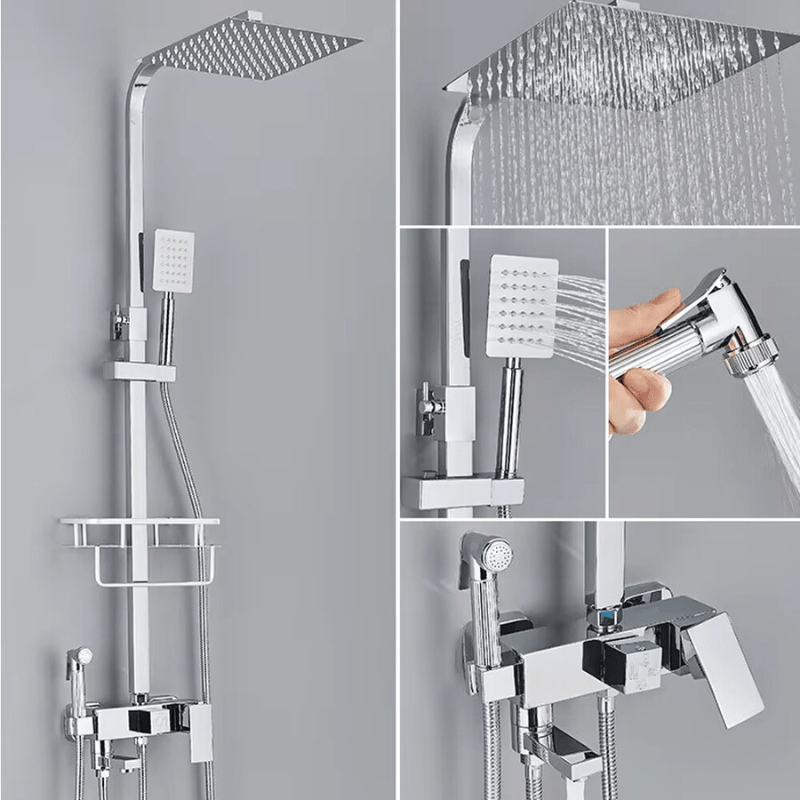 BowLift | RainFlow Luxe Rain Shower Set – adjustable brass shower fixture with 4 functions