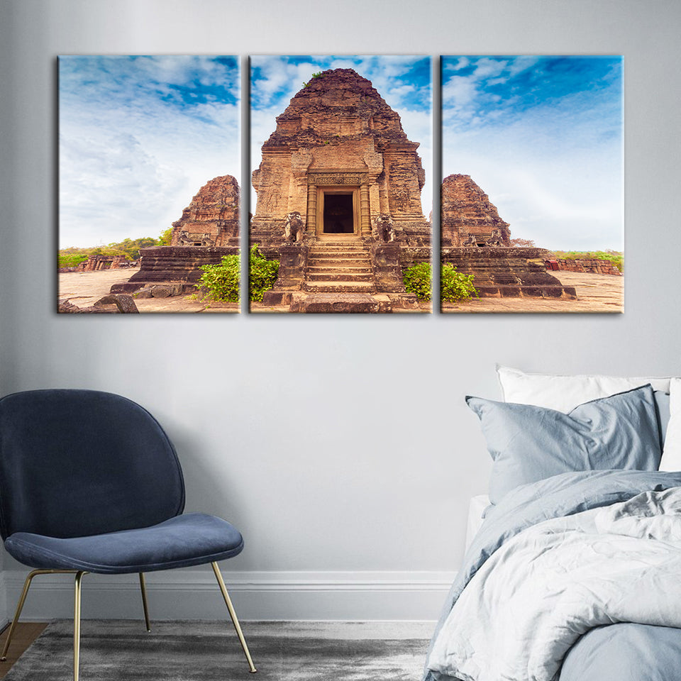 Ancient Temple 3 Piece - Canvas Wall Art Painting | Bowlift