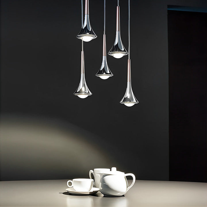 Modern LED Pendant Light in Water Drop Shape – AdjustaBowlifte Metal Chandelier for Living Room, Bedroom, and Dining Room | Bowlift