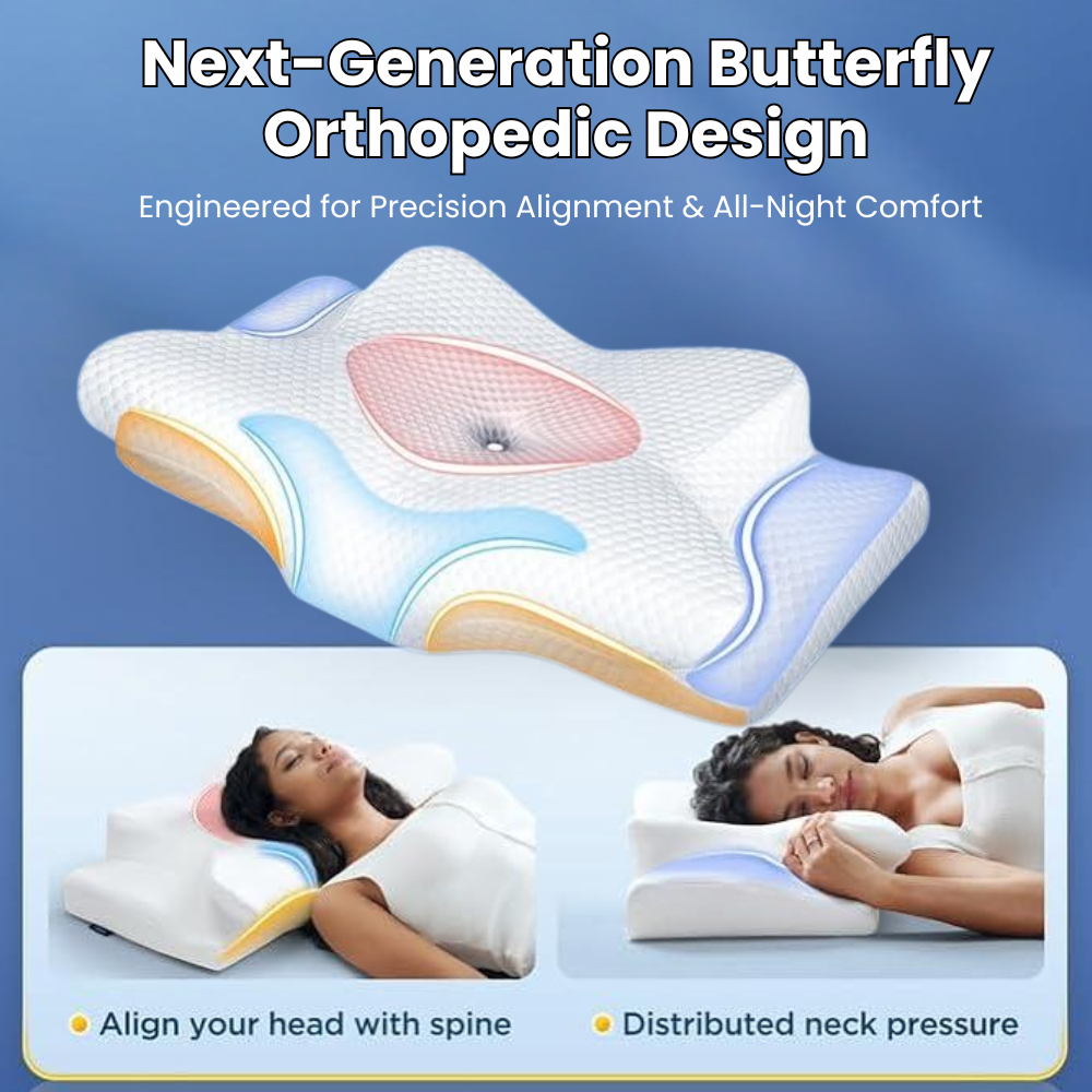 BowLift | Cervical Pillow for Neck Pain Relief – Orthopedic Memory Foam Neck Support Pillow for Cervical, Shoulder & Back Alignment