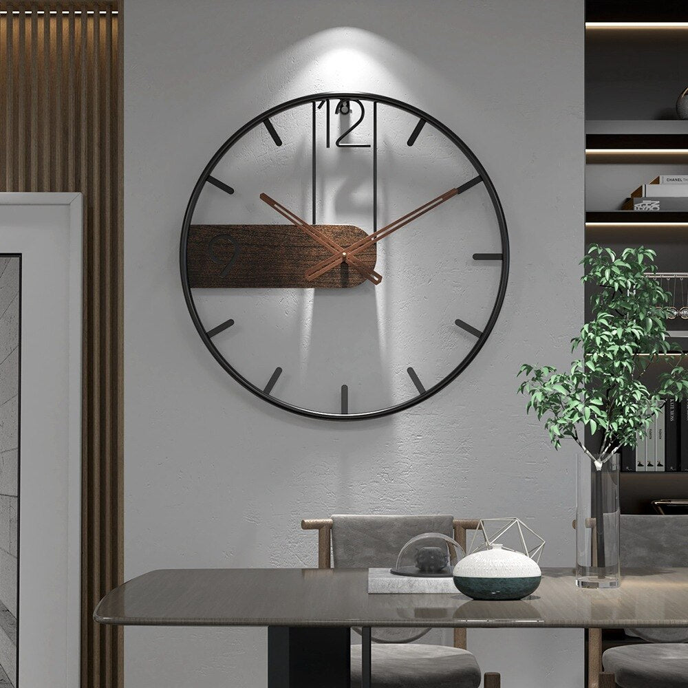 Robust Wall Clock of Steel and Walnut - Stylish Design for Any Interior | Bowlift