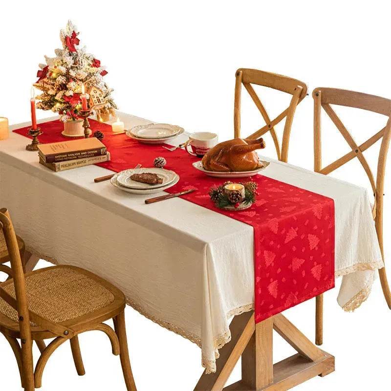 BowLift | Christmas Table Runner Dark Jacquard Dining Table