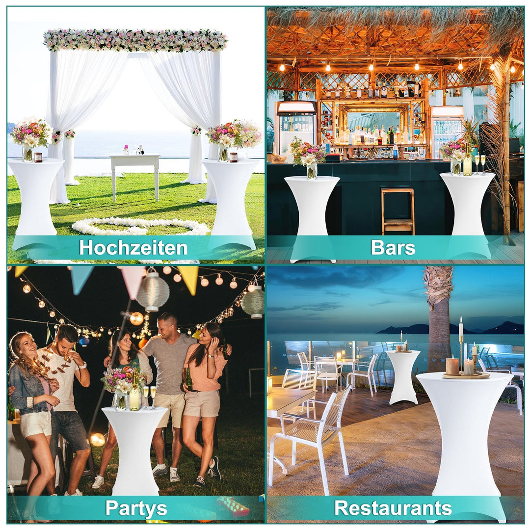 Stretch Table Cover Round Bar Table Cover White | Bowlift