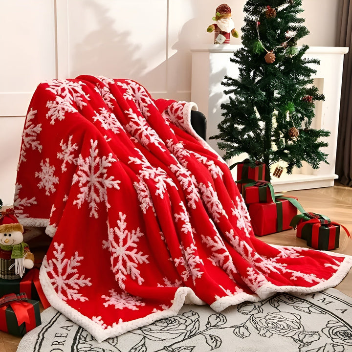 Soft fleece Bowliftanket with snowflake pattern – Cozy & warming | Perfect for sofa and bed | Bowlift